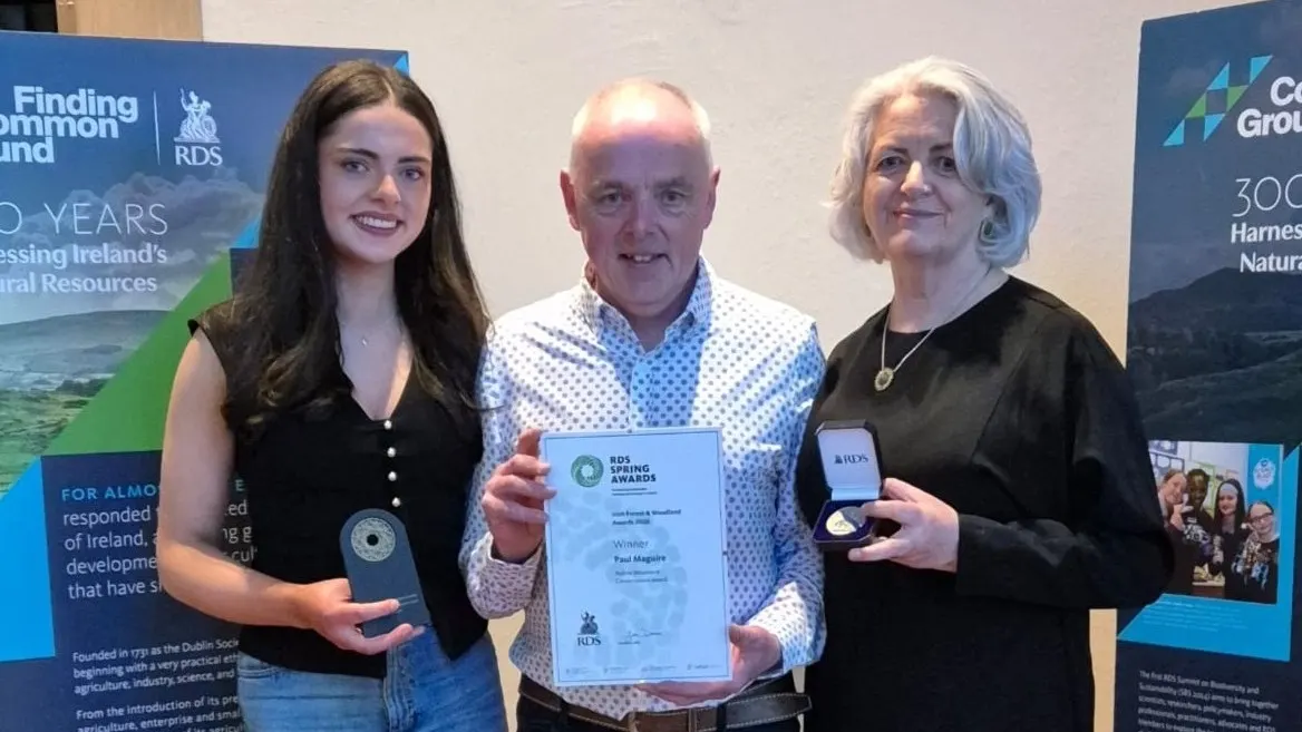 Paul receiving the Native Woodland Conservation Award at the RDS Irish Forest & Woodland Awards 2026