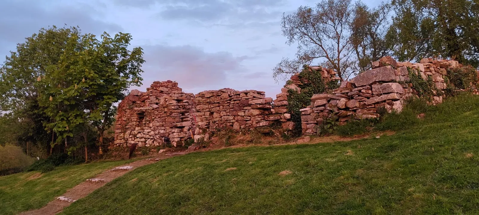 Ruins at sunset with warm evening light